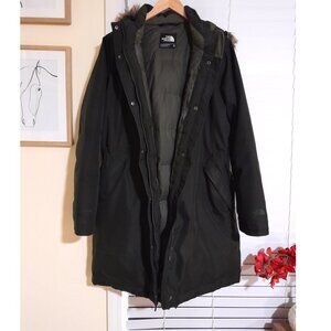Goose Down The North Face Long Parka Coat Olive Green Women's XL VIEW DESCRIPTIO